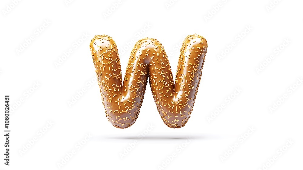 Letter W 3D donut alphabet on white background Letter W 3D donut alphabet on white background