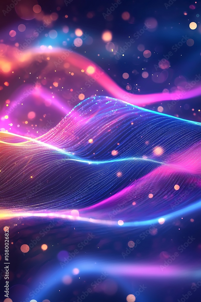 Holographic lines flowing in a digital abstract scene Holographic lines flowing in a digital abstract scene
