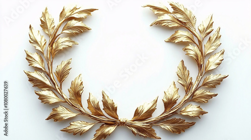 Elegant golden laurel wreath against a clean, white background, suitable for celebratory and prestigious events.
