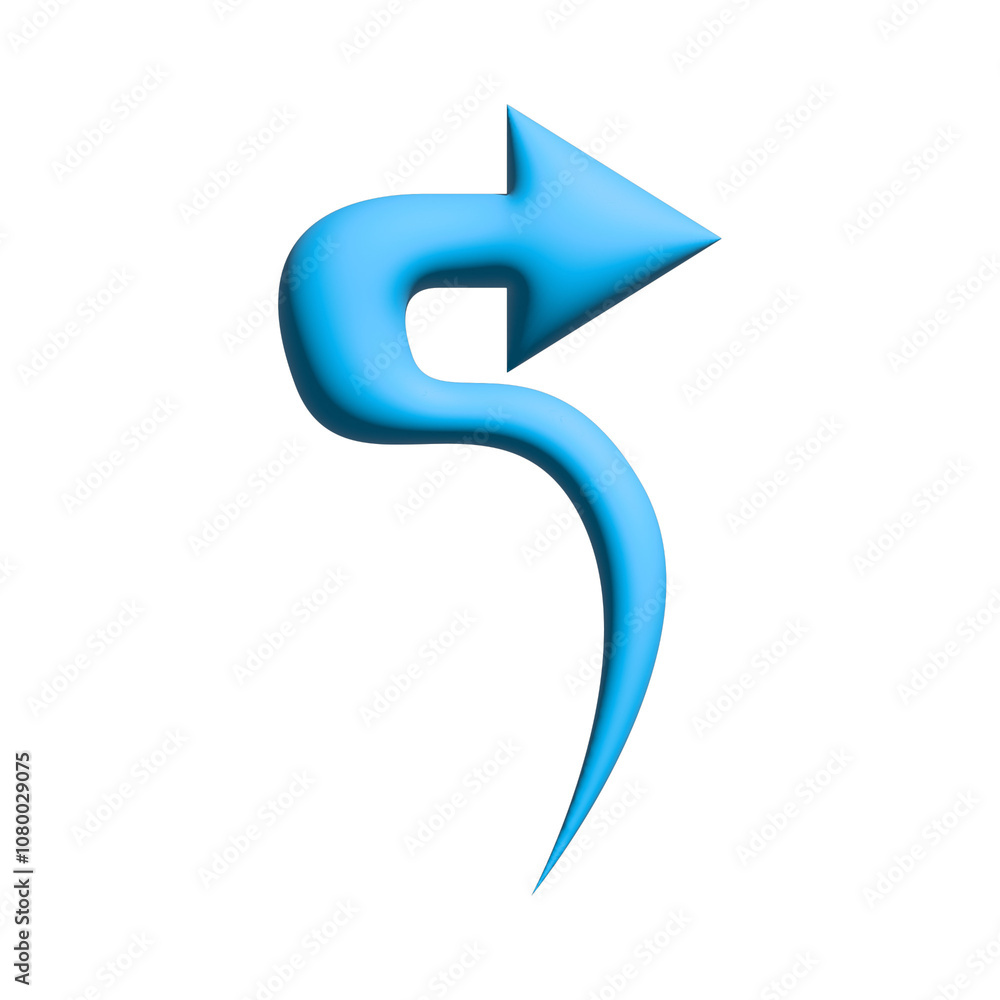 Inflate 3D illustration of arrow or direction icon with blue color Inflate 3D illustration of arrow or direction icon with blue color
