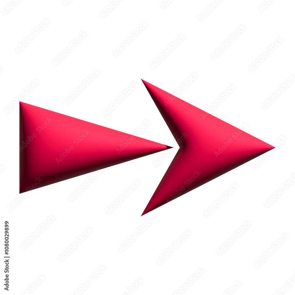 Inflate 3D illustration of arrow or direction icon with red color Inflate 3D illustration of arrow or direction icon with red color