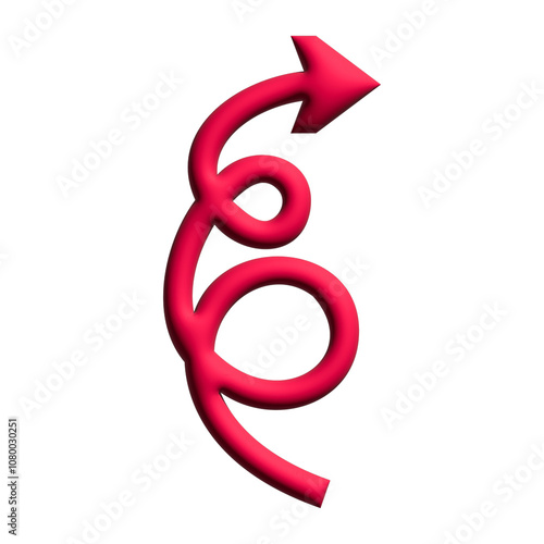 Inflate 3D illustration of arrow or direction icon with red color