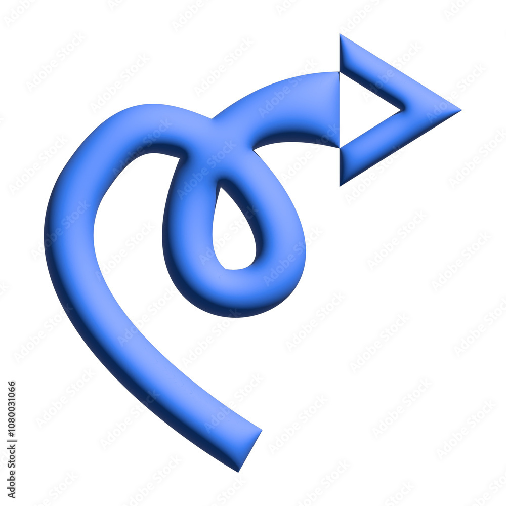 Inflate 3D illustration of arrow or direction icon with blue color Inflate 3D illustration of arrow or direction icon with blue color