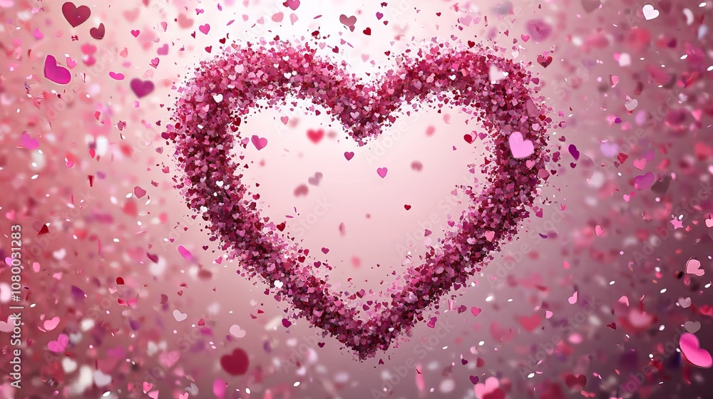 Heart shape vector illustration with pink confetti splash and white heart hole romantic graphic design for valentine's day, love celebrations, and festive backgrounds Heart shape vector illustration with pink confetti splash and white heart hole romantic graphic design for valentine's day, love celebrations, and festive backgrounds