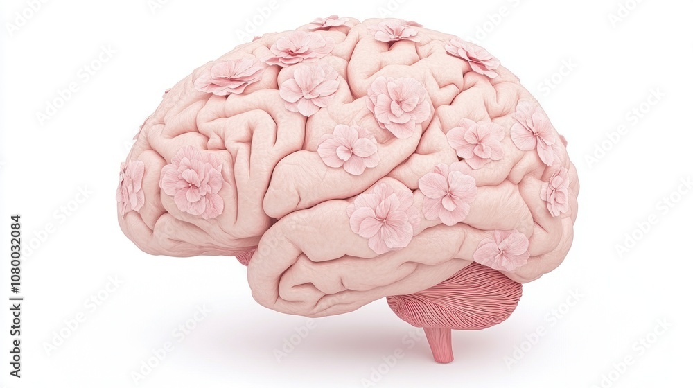 Explore the beauty of a brain adorned with blossoms Explore the beauty of a brain adorned with blossoms