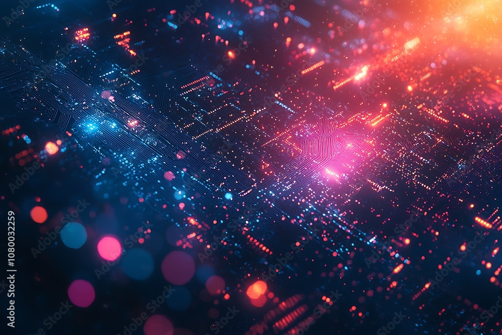 Fototapeta premium Abstract cyberspace background with dynamic light effects
