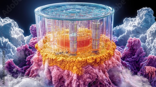 Engineering nuclear energy containment a detailed cross-sectional illustration of biosafety chambers in a high-tech environment photo