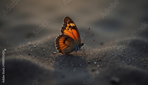  A moment of tranquility with a butterfly on the sand