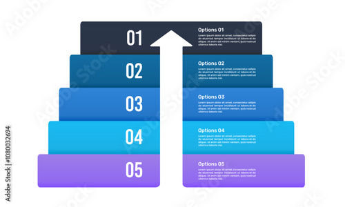 5 Steps to success infographic design template. Business Plan, Report, Marketing, Banner, Strategy and Presentation. Vector Illustration.
