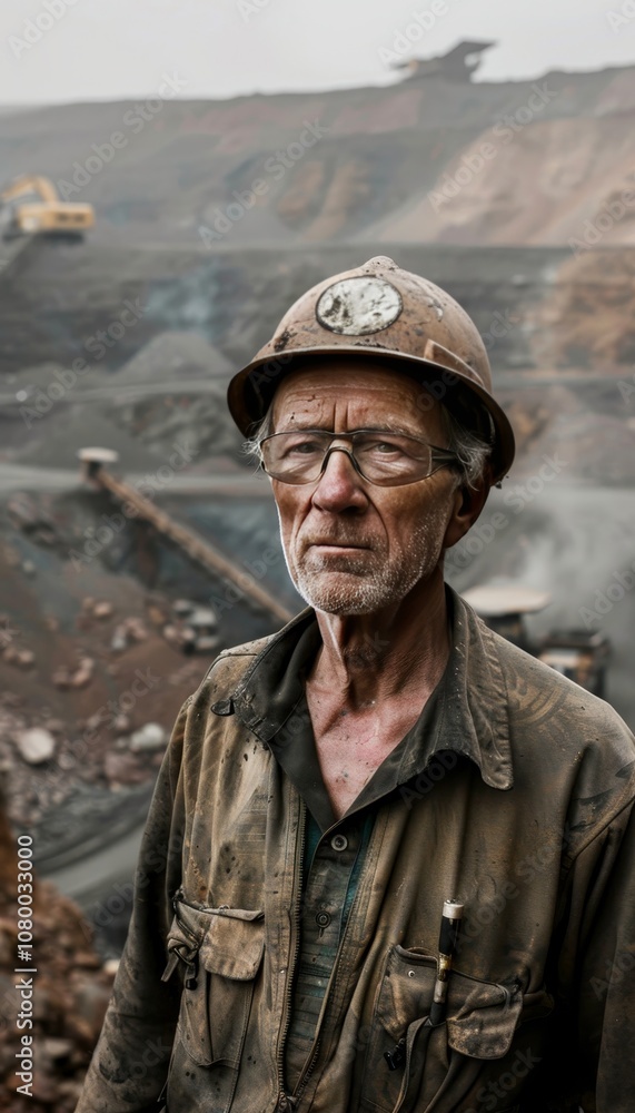 A 60 year old man overlooking his diamond mine in africa amidst breathtaking scenery and industry A 60 year old man overlooking his diamond mine in africa amidst breathtaking scenery and industry