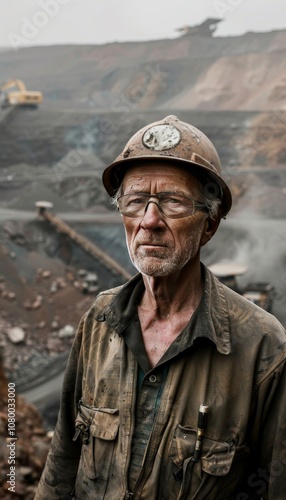 A 60 year old man overlooking his diamond mine in africa amidst breathtaking scenery and industry