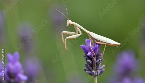  Mantis on a purple flower natures delicate balance