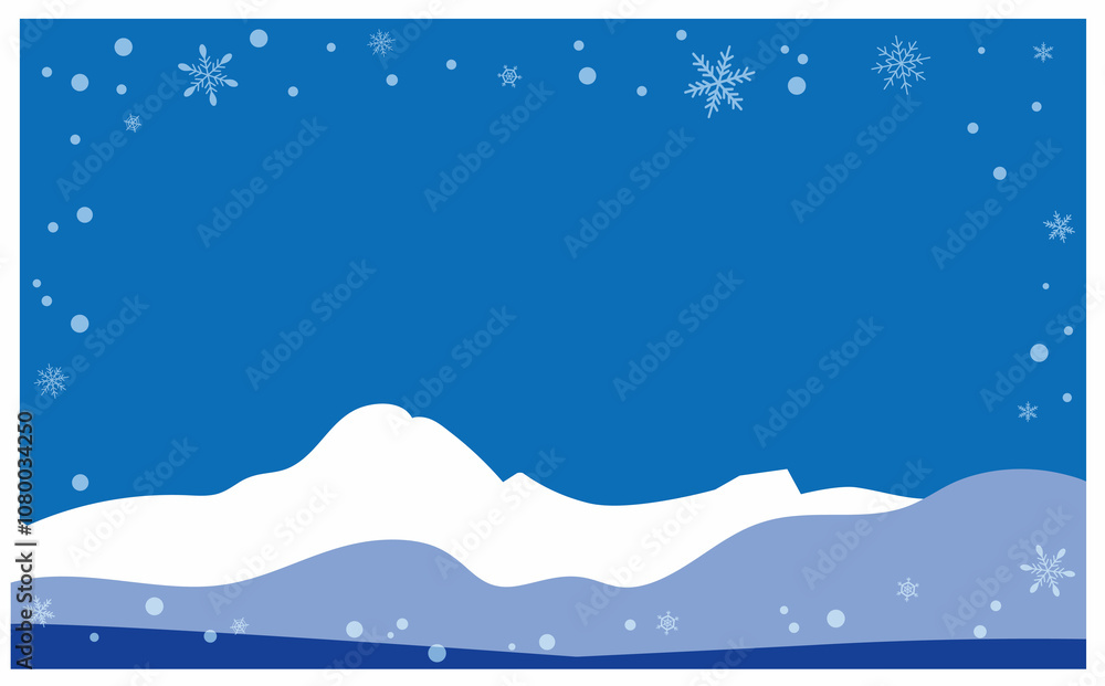 Naklejka premium 冬の雪降る森のイラスト背景フレーム素材