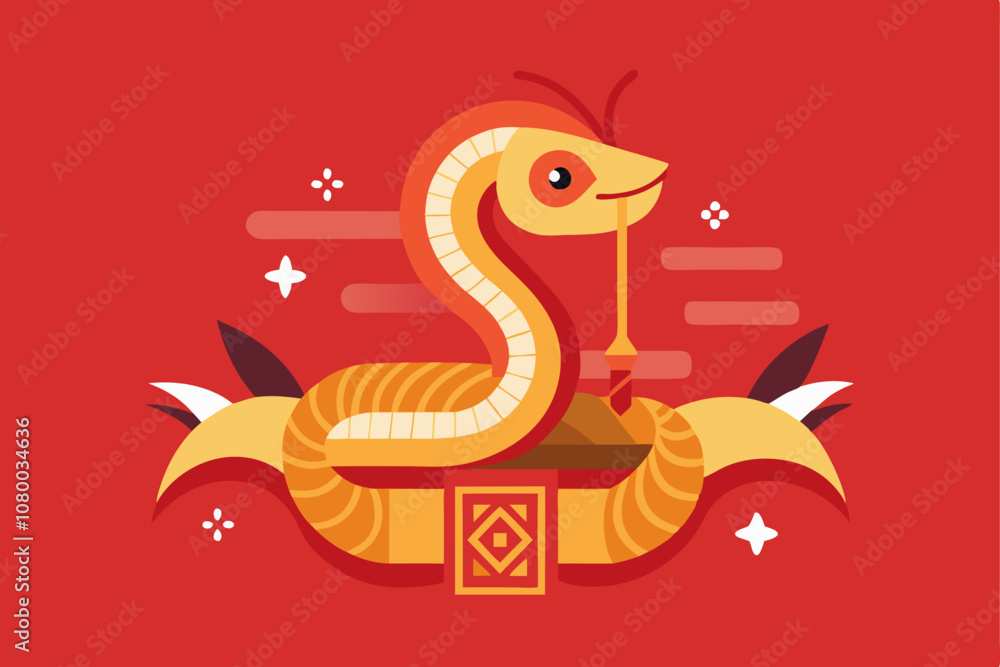 Obraz premium Abstract minimalist design celebrating chinese new year with year of the snake theme