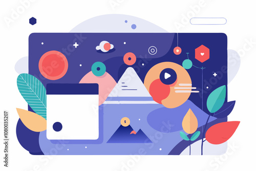 Abstract minimalist design for epiphany concept landing page with geometric elements