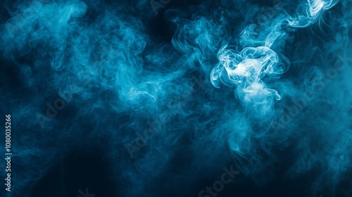 Dark navy blue background with light smoke fog and a subtle ambient glow