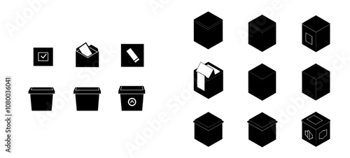 A set of black icons representing a ballot box for election voting