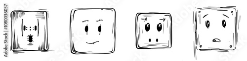 Shape of a square with a switch between it, showing a local area connection
