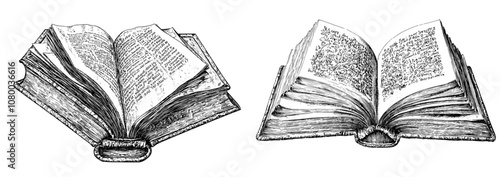 This is an illustration of an open book from an isometric perspective.