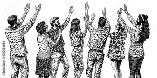 The set of happy smiling people includes exuberant cheerful glad characters with positive emotions. Hairstyles and reactions are shown, and the characters are all flat, modern illustrations that are