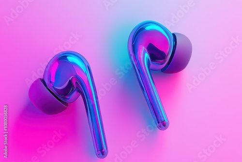 The earbuds are silver and blue