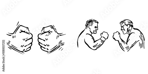An illustration of arm wrestling drawn by hand. Part of a set of illustrations.