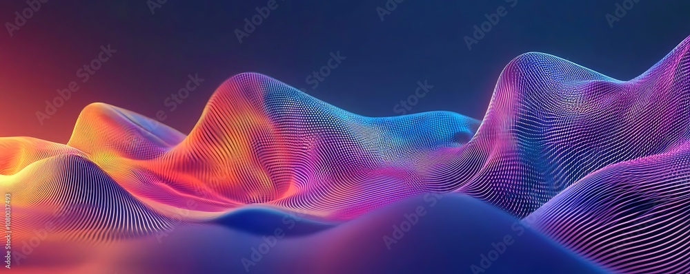 Fototapeta premium Dynamic holographic lines, futuristic abstract design