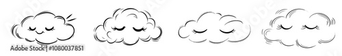 Happy smiling cloud cartoon emotion expression icon. Modern illustration.