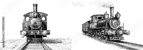 A simple illustration in perspective showing a steam locomotive from the front.