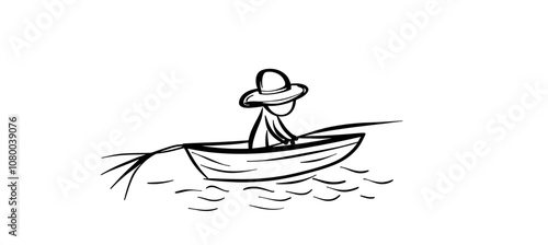 This fishing man icon is white and black in color, from the fishing man collection. You can use this icon on web pages, mobile apps, and user interfaces.