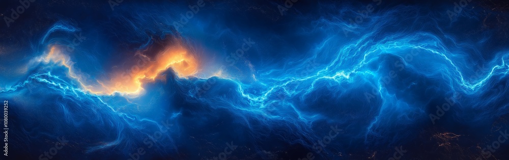 custom made wallpaper toronto digitalLightning Strikes Amid Dramatic Fiery and Blue Clouds Showcasing Dynamic Energy and Atmospheric Power in Natures Display, Generative AI