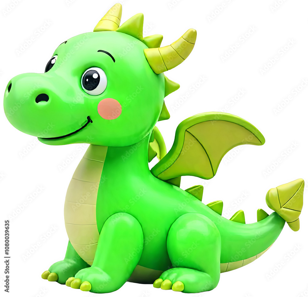 Fototapeta premium Playful green dragon with wings, a fantasy holiday character