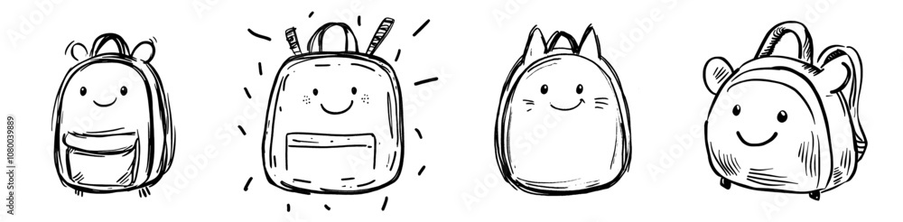 Illustration of a kid's school bag drawn by hand. Illustration of a kid's school bag drawn by hand.