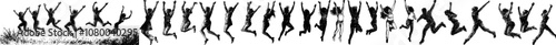 Modern silhouette design set with dancer music and party, isolated white background.