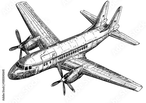 An airplane is taking off. Airplane flying. Aeroplane flight. Airliner transport, side view. Traveling by airline vehicle. A flat modern illustration isolated on white.