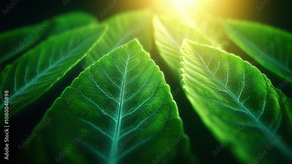 Explore the beauty of green leaves illuminated by soft sunlight Explore the beauty of green leaves illuminated by soft sunlight