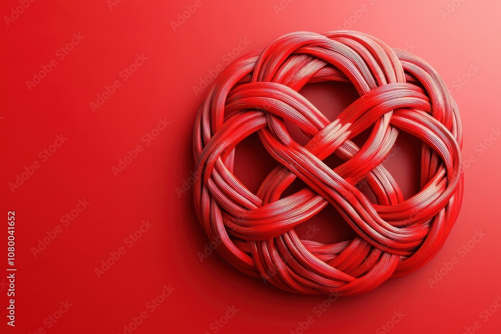 A colorful design with a red knot A colorful design with a red knot