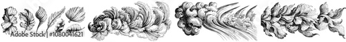 Hand drawn wind blow, gust design on white background. Modern illustration.