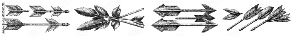 Obraz premium An arrow icon with various directions. A hand-drawn modern illustration isolated on white.
