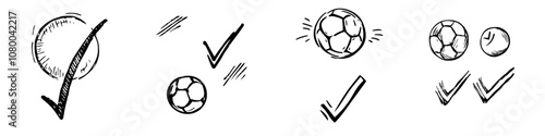 Line and doodle art illustration with ball bounce style