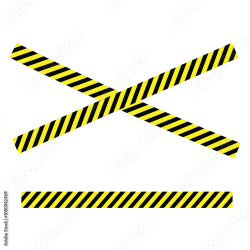 Wallpaper Mural Сrossed police warning tape with yellow and black stripes, stretched caution ribbon, police line do not cross Torontodigital.ca