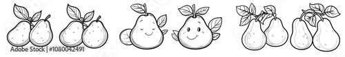 Isolated pears on a white background. Modern illustration.