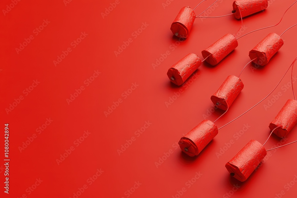 Naklejka premium A bunch of fireworks with a colorful firework on top of them