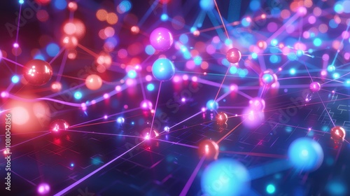 Colorful Digital Network Connections in a Sci-Fi Style