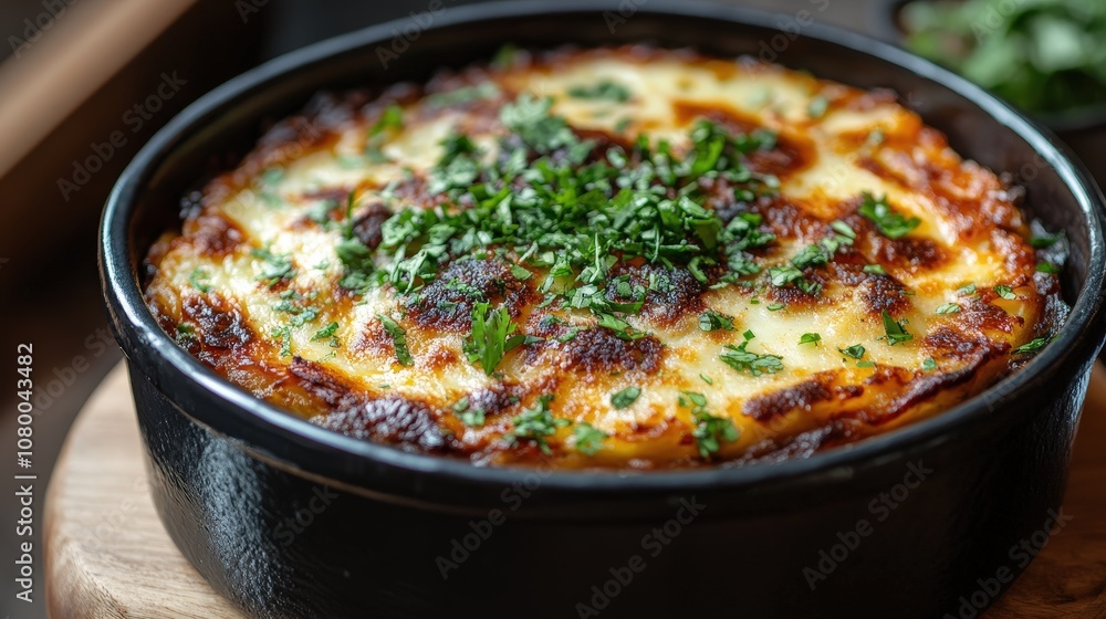 Delicious baked lasagna served in a rustic dish, topped with fresh herbs and golden cheese, perfect for a cozy meal. Delicious baked lasagna served in a rustic dish, topped with fresh herbs and golden cheese, perfect for a cozy meal.