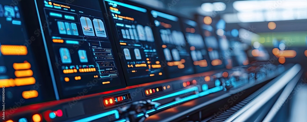 Control panels with digital displays, futuristic design, white isolate background. Control panels with digital displays, futuristic design, white isolate background.
