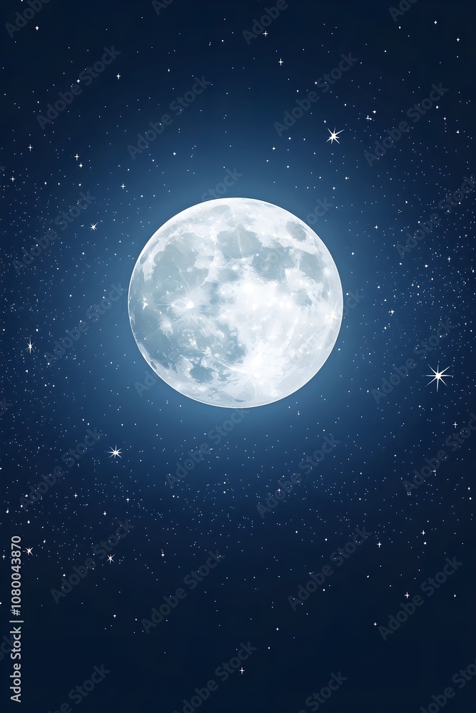 An illustrated night sky with a glowing full moon and twinkling stars, set against deep indigo tones, creating a dreamy and mystical atmosphere. An illustrated night sky with a glowing full moon and twinkling stars, set against deep indigo tones, creating a dreamy and mystical atmosphere.