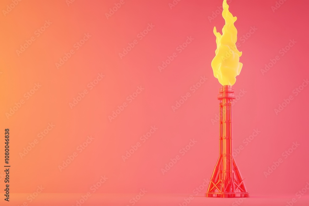 A red tower with a yellow flame on top A red tower with a yellow flame on top