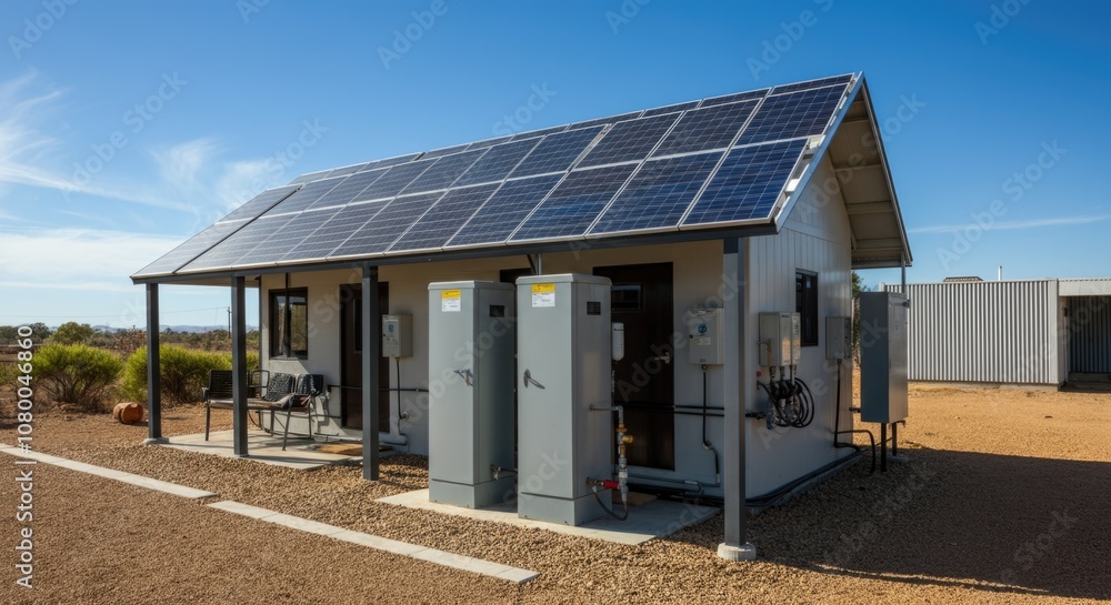 Modern Off-Grid Solar Powered Station in Rural Area Modern Off-Grid Solar Powered Station in Rural Area