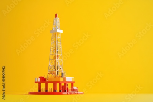 A large oil rig is on a background